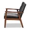 Baxton Studio Sorrento Grey Velvet Upholstered Walnut Finished Wooden Lounge Chair 160-9937 - alternate 5